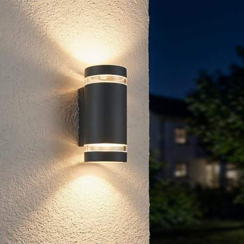 Image of LUTEC Focus Up Down Outdoor Wall Lights GU10 Socket (Bulb Not Included), Waterproof Mains Powered Exterior Wall Lamp, Dark Grey
