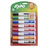 EXPO Magnetic Dry Erase Markers with Eraser Chisel Tip Assorted 8 Count