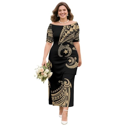 Amazon.com: QUJUFOZY Gold Polynesian Dresses for Women Puletasi