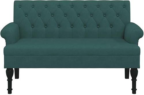 Miniatura 4 de vidaXL Sofá biplaza pequeño de 47 pulgadas de ancho, sofá Chesterfield de tela con botones y reposabrazos enrollados para espacios pequeños, sofá de