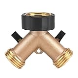 Messing-Wasserhahn-Adapter, 2-Y-förmiger 3/4-Schlauchanschluss für Gartenbewässerung (Europäischer Thread)