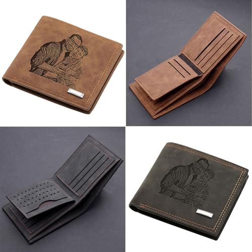 Personalized Wallet for Men, Custom Engraved Walle with Photo Name Text， Customized Gifts for Dad Fathers Day Men Boyfriend Husband Birthday Gifts3