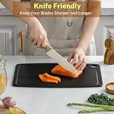 BESTCOOK Deska do krojenia z włókna drzewnego z rowkiem na sok, nadaje się do mycia w zmywarce, antypoślizgowe nóżki, bez BPA, nieporowata, trwała do użytku w kuchni, nadaje się do noży do mięsa