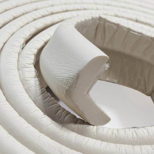BabySafeHouse Edge Guard and Corner Protector – Extra Long 19ft (16.5ft Edge + 8 Pre-Taped Corner Guards) and Cow Shape Door Stopper (White Color) for Baby Proofing & Child Safety