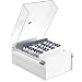 Acrimet 4 x 6 Card File Holder Organizer Metal Base Heavy Duty (AZ Index Cards and Divider Included) (White Color with Crystal Plastic Lid Cover)