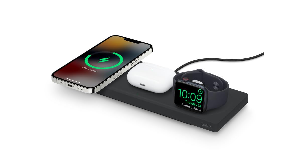Belkin Boost↓Charge PRO 3-in-1 Kabellose Ladeplattform mit MagSafe