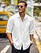 COOFANDY Men's Beach Shirt Long Sleeve Beach Butto Up Shirt Wedding Shirt for Men White