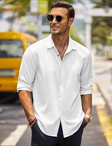 COOFANDY Men's Casual Shirt Long Sleeve Casual Button Down Shirt for Men Summer Beach Wedding Shirt2