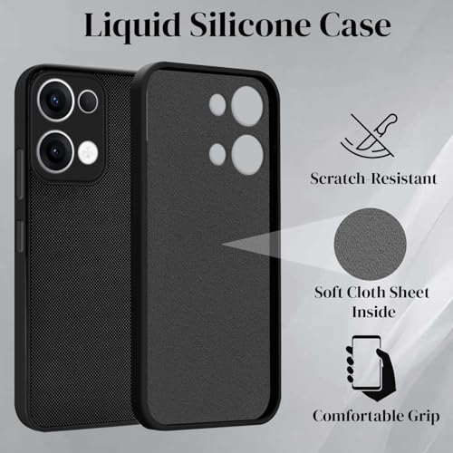 Image of Jkobi Silicone Back Cover Case for Oppo Reno13 5G | Oppo Reno 13 5G (Textured Grip Design | Camera Protetion | Slim and Light Weight | Soft Touch and Feel | Black)