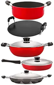 Nirlon Non-Stick Aluminium Dishwasher Safe PFOA Free 5 Piece Cookware Utensils Combo Set Offer