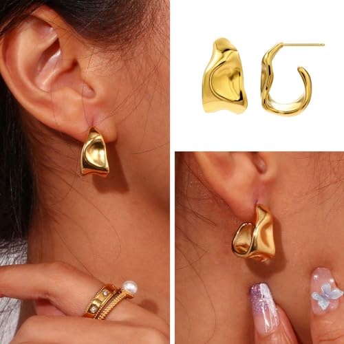 4 Pairs 14K Gold Plated Dangle Earrings for Women Knot Teardrop Chunky Gold Statement Drop Earrings for Women Trendy Jewelry Gifts4