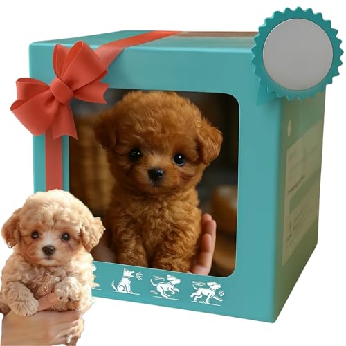 My Realistic Robot Puppy Realistic Dog Plush Teddy Dog Toy 6.3 * 6.3 INCH Gift Box Style Brown Realistic Robot Puppy with Soft Fur Cute Companion Gift for Kids& Adults Plush Toys For Boys And Girls