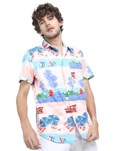 Image of Highlander Men's Slim Fit Shirts | Printed | Half Sleeves | Spread Collar | Casual Shirts | Stylish Shirt