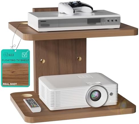 WALI Floating TV Shelf, 2 Tier Projector Shelf for DVD Players, R...