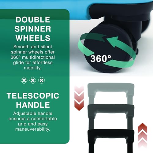 Image of Luggage Sets 2 Piece, 24 Inch Suitcase and 28 Inch Luggage with Spinner Wheels, Durable Hard Shell Suitcase Set, Expandable Travel Suitcases with Wheels, Teal