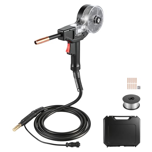 VEVOR 130Amp Spool Gun with 10FT Cable Replacement for Lincoln Magnum 100SG K2532-1 - with 11PCS Mig Welding Contact Tips ER4043 0.035 Aluminum Mig Welding Wire & Portable Toolbox