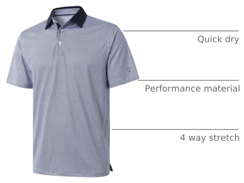 Image of Golf Shirts for Men Dry Fit Short Sleeve Print Performance Moisture Wicking Polo Shirt
