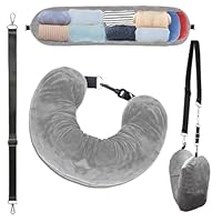 IKOPFLN Almohada de viaje rellenable Almohada de viaje de avión Almohada de viaje rellenable,Almohada de viaje multifuncional en forma de U para colloper de avión de coche o avión de viaje(Gris)