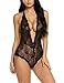 Avidlove Women Lingerie One Piece Chemises Lace Babydoll Halter Bodysuit Black S