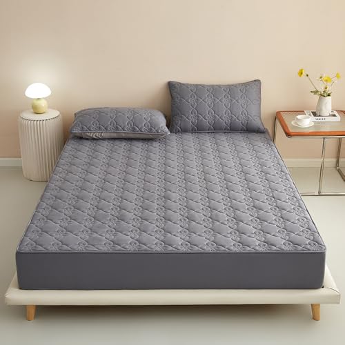 Protège-matelas doux pour la peau King size gris de haute qualité - 2