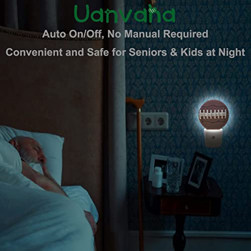 Image of Night Lights Plug into Wall American Football Laces Close Up Night Light Dusk to Dawn Sensor LED Lighting for Bedroom Bathroom Living Room, 0.5W Sleep Friendly