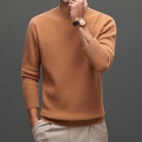 Mens 100% Wool Mock Turtleneck Sweater Fashionable and Casual Basic Pullover Winter Wool Sweater4