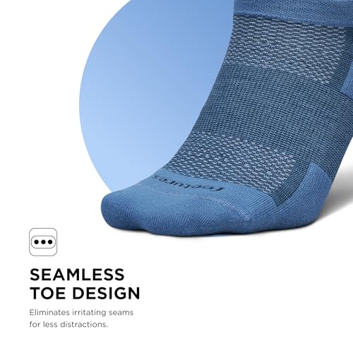 Feetures High Performance Max Cushion Ankle Sock - Tab Socks for Women & Men with Heel Tab - Denim Daze, L (1 Pair)