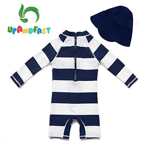 image for upandfast Kids One Piece Zip Sunsuit with Sun Hat UPF 50+ Sun Protecti