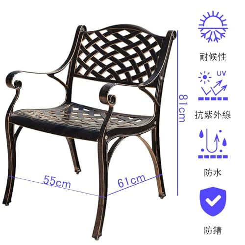 MAAOBR アルミ鋳物ガーデンチェア アンティーク調 アルミ ガーデンチェア 背もたれ付き 軽量 防水 アルミ鋳物 アルミチェア ガーデンファニチャー 組立簡単 庭の芝生のバルコニーの裏庭に使用 屋外家具 (Color : H, Size : 1脚) 4枚目