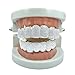Diamond Grillz for Men 8-Tooth Micro-Paved Zircon Full Coverage Iced Out Luxury Statement Hip Hop Party Nightclub Performance (a set of,silver)