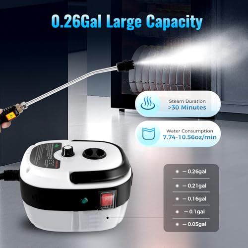 Mejuv 2500W Handheld Steam Cleaner, 6 Levels,1L Water Tank, High-Pressure and High-Temperature Steam Cleaner with Large Nozzle for Home, Car, Grout, Tile, Floor, Dirt Cleaning - Thumbnail 4
