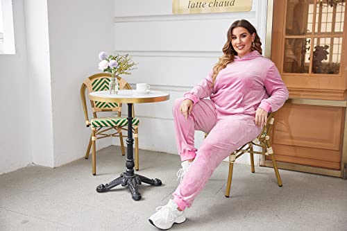 In'voland Plus Size Sweatsuits Set Long Sleeve Tracksuit Pullover Hoodie And Sweatpants Velvet Jogging Set With Pockets 3X #TOP3