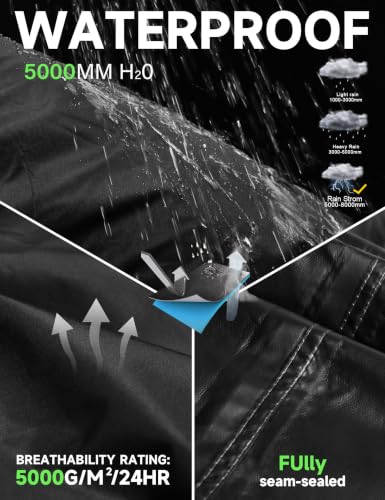 iCreek Women's Rain Pants Packable Waterproof Lightweight Rain Over Pants (Black, Small Petite)