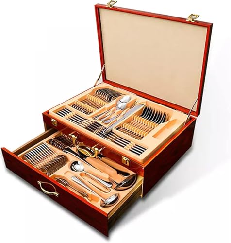 Juego De Cubiertos De Acero Inoxidable De 72 Piezas para 12 Personas, Elegante Cubertería con Estuche Portátil, Inauguración De Casa, Bodas Y Graduaciones.