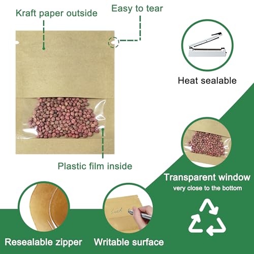 MITOB 100 peças, janela transparente de 3 cores, pacotes pequenos que podem ser fechados com 120 eti