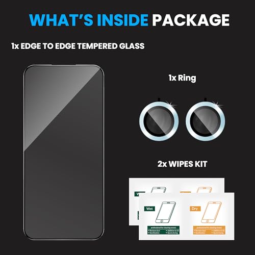 Image of FIRST MART Tempered Glass for Poco X8 Pro 5G with Blue Camera Ring Guard & Installation Kit | HD Clear Edge-to-Edge Screen Protector, Scratch Resistant, Case-Friendly | Pack of 1