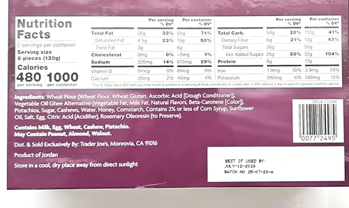 Trader Joe's Baklava Pistachio & Cashew Pastries, Middle Eastern Dessert, 8.8 oz (250g)