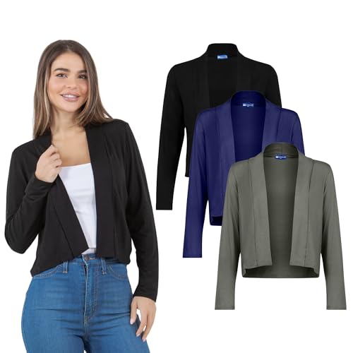 Image of Azules Cropped Cardigan for Women, Open Front Drape Lightweight Sweater Long Sleeves Women's Cardigans