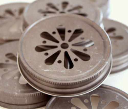 Pewter Daisy Cut Lids for Mason Jars, 12 Count
