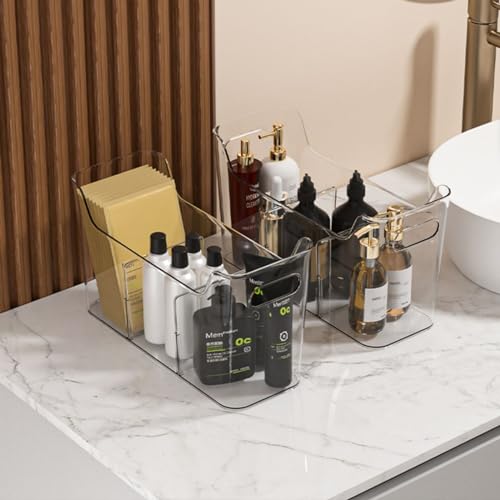 Organizadores para gabinete bajo fregadero con divisores, para cocina y baño, 2 unidades transparentes miniatura 5