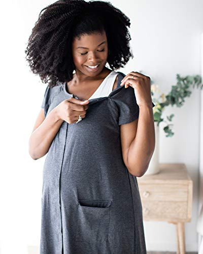 Kindred Bravely Universal Labor And Delivery Gown | 3 In 1 Labor, Delivery, Nursing Gown For Hospital (Grey Heather, S-M-L) #TOP4