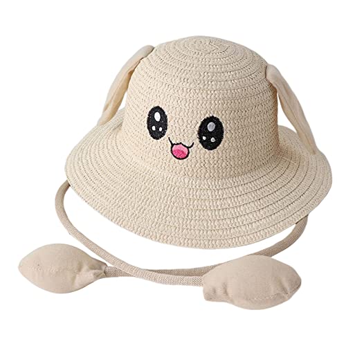 Pamela de Paja con ala Grande para Mujer, Sombrero de Pesca Ligero con Protección Solar para Vacaciones en la Playa y Bodas- Beige