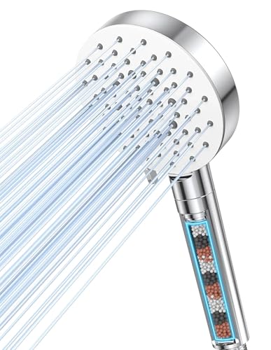 VOXON Duschkopf mit Filter, Hochdruck Shower Head mit 6 Strahlarten, Wassersparender Handbrause mit 3-Lagen-Filtration Druckerhöhende Duschbrause für Entfernen vom harten Wasser, Rest-Chlor, Bakterien