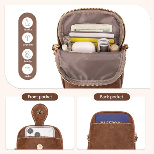 Image of APHISON Small Crossbody Bags for Women, Lightweight Vegan Leather Cell Phone Purse, Cute Purses with Tassels
