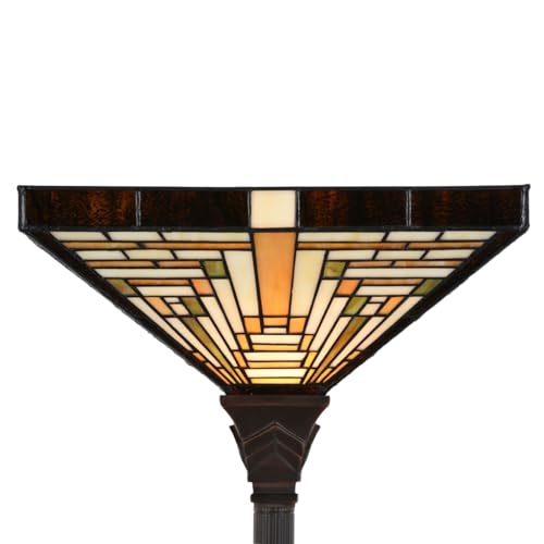 Lampadaire Tiffany grand format Rising Sun Art Deco Trade vasque de sol