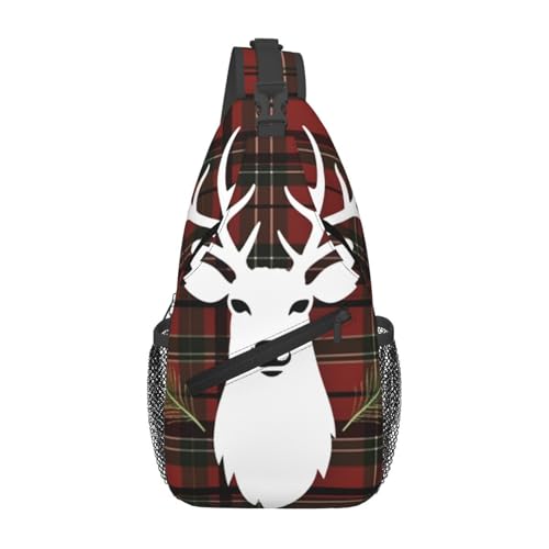 Bolso cruzado de pecho para hombre con diseño tartán navideño miniatura 1