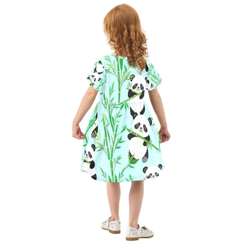 GAIREG Children Girl Dress with Cute Pandas Playfully Botanic Design for Summer and Spring Playwear, 2T3