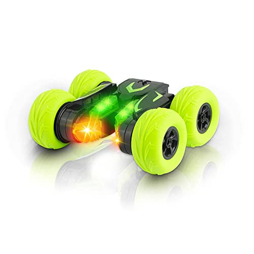 AIPUPU Fantaisie Rotation Télécommande Véhicule Jouets avec Lumière, 2.4GHz Double Face Flips Stand 360° Rotation RC Stunt Car, Drift Racing À Grande Vitesse, Vert