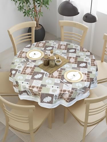 Image of Dakshya Industries PVC Waterproof Round Table Cover for 4 Seater Dining Table | 60 Inch Round Printed Table Cover | Spill Proof, Oil Resistant, Heat Resistant, Wipe Clean