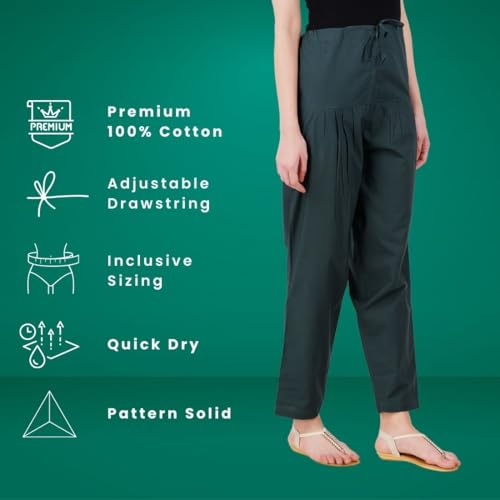 Image of Happy Bunny Salwar Pant - Modern Style Pure Cotton for Women - Ethnic Semi Patiala Trouser - Office,Home - All Day Comfort Wear with Drawstring